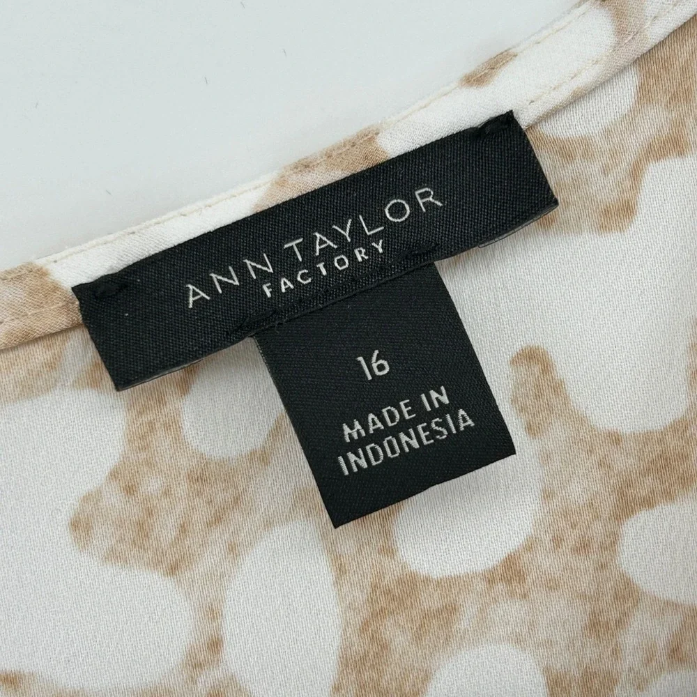 Ann Taylor Factory Tan Leopard Faux Wrap Midi Dress 16 Career Neutral Formal